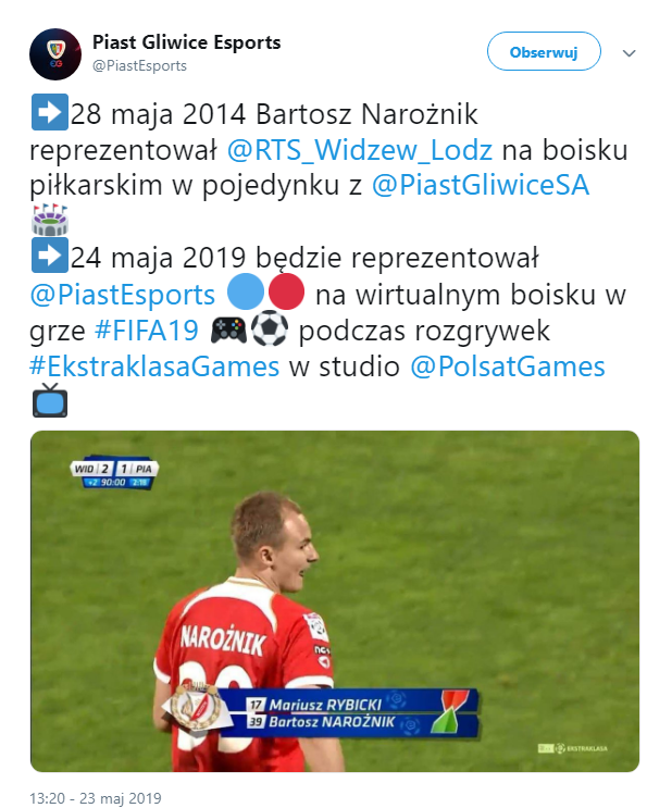 Były piłkarz Piasta Gliwice będzie reprezentował Gliwiczan w ESPORCIE :D